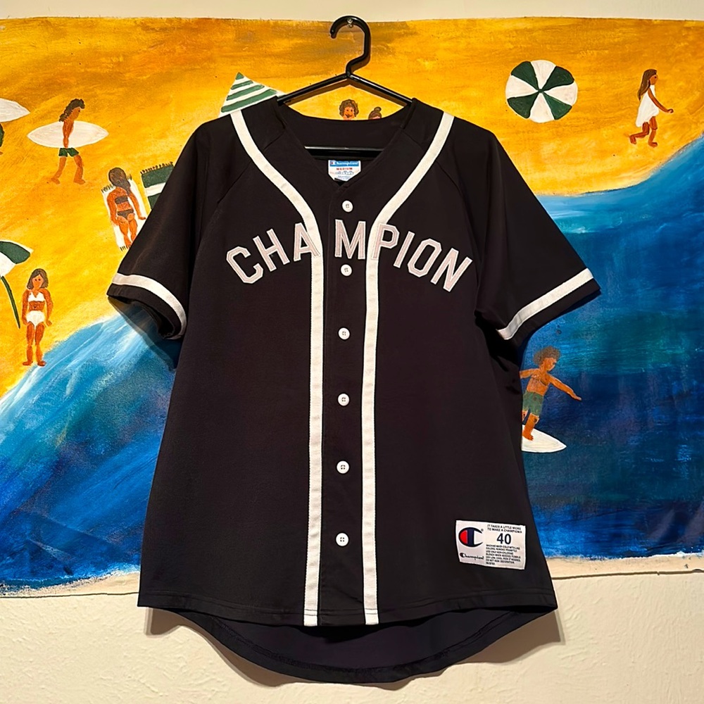 Champion street wear baseball jersey, black